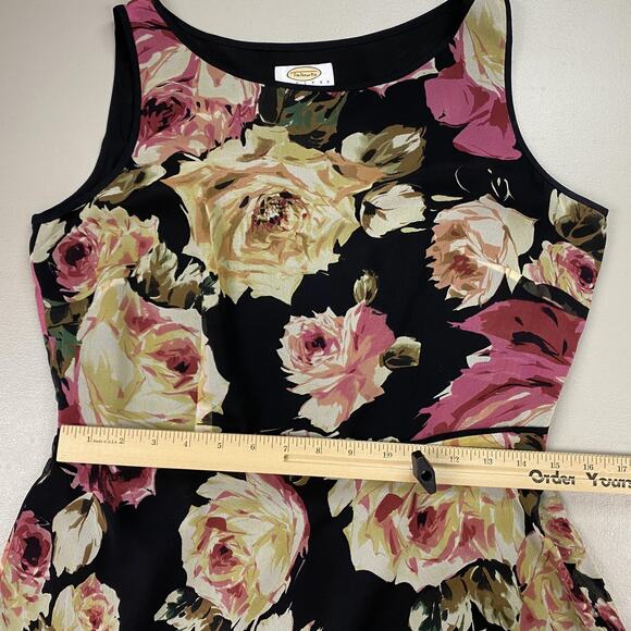 VTG Talbots Petites Pure Silk Dress 10P Black Dark Floral Sheath Whimsigoth 90S - Picture 7 of 13